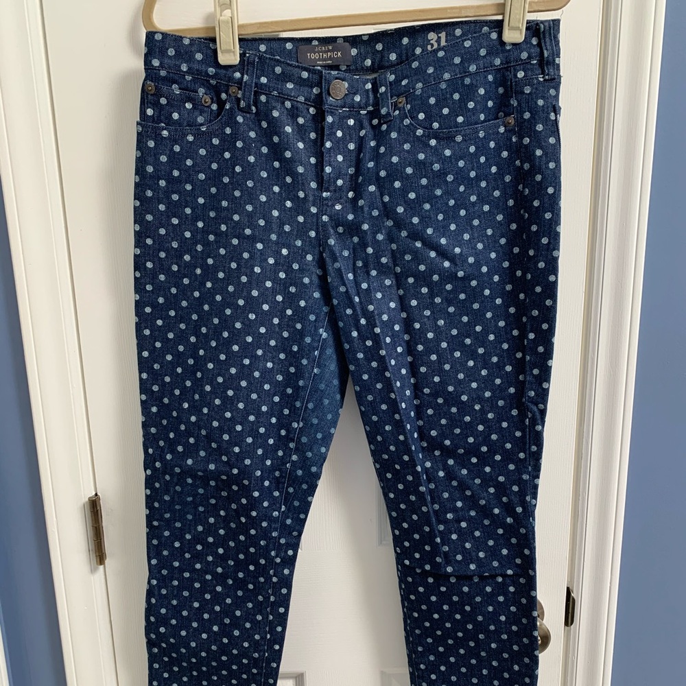 SOLD J.Crew Polka Dot Toothpick Ankle Jeans Size 31
